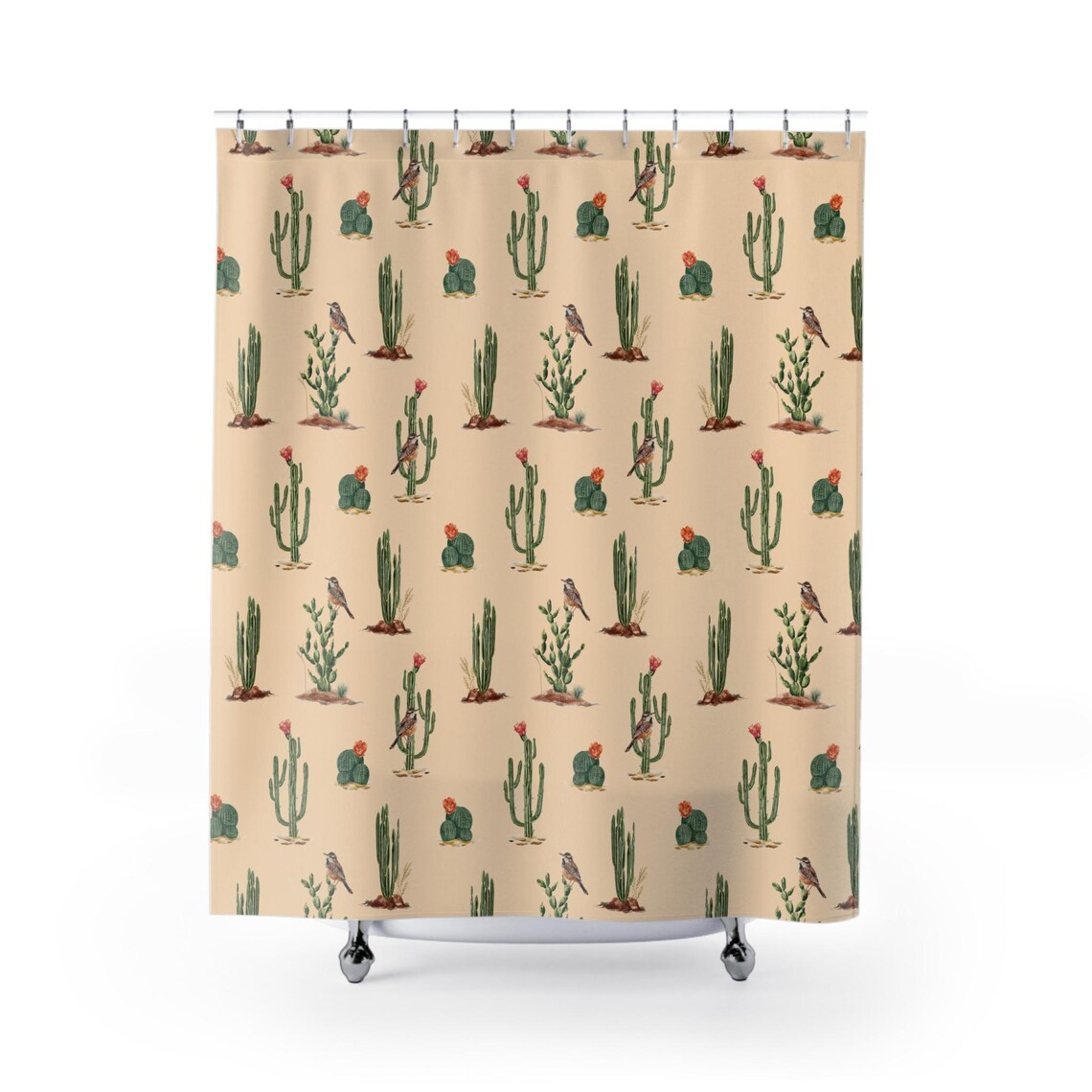 Western Cactus Boho Cowgirl Shower Curtain