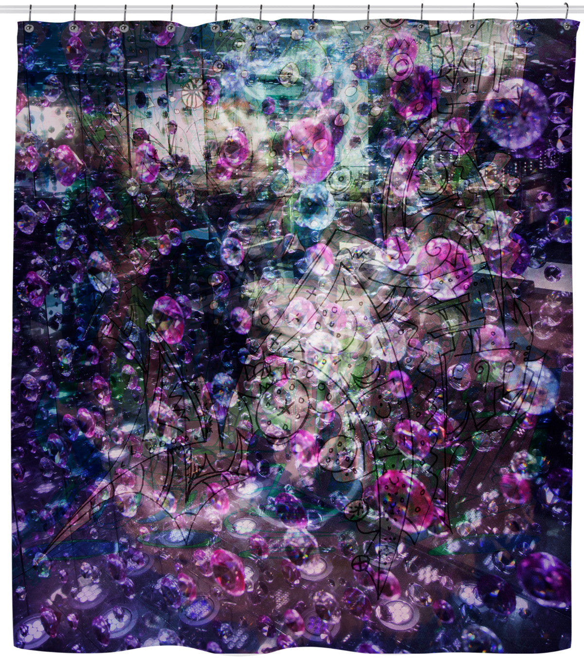 Light Bubbles Purple Ruby Shower Curtain