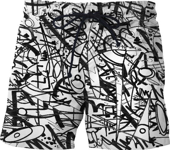 The Real Time Is Now (Black and White) Swim Shorts