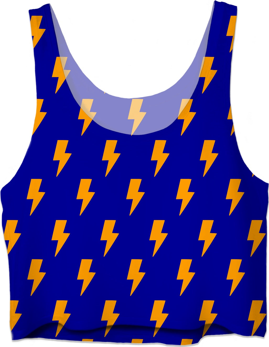 Orange Lightning Bolts Blue Crop Top