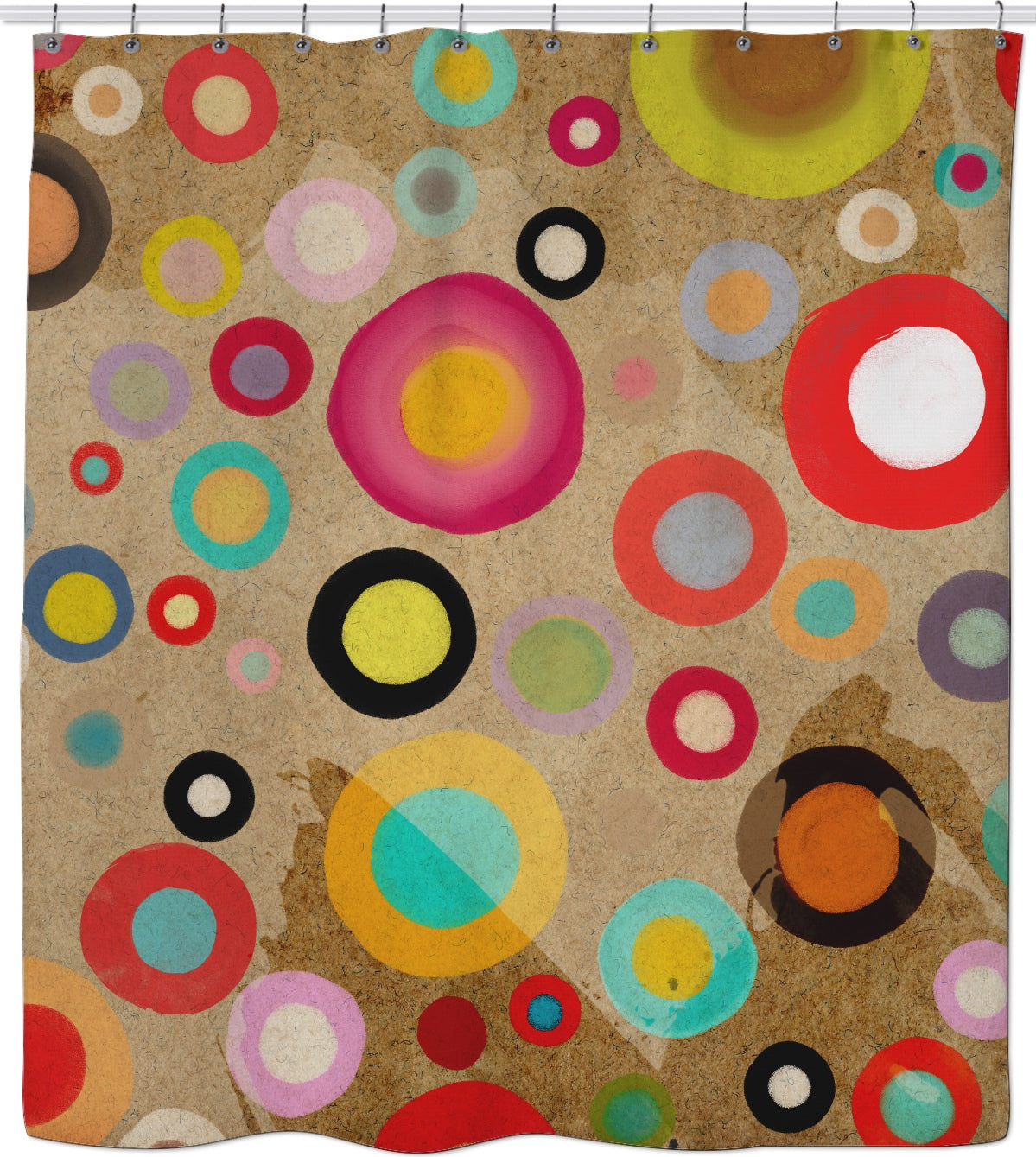 Ruth Fitta Schulz - Abstract Circles Rustic and Modern Home decor Shower Curtain