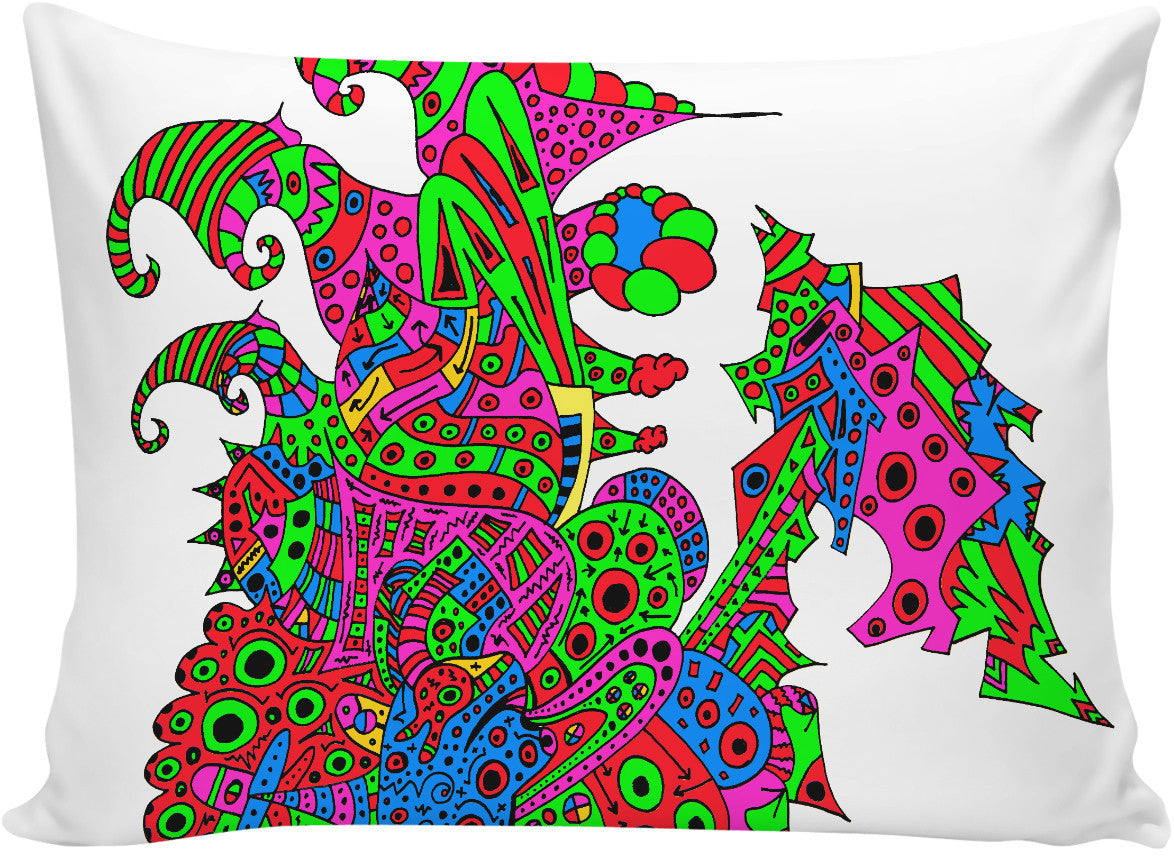 Alien 57 Blue Red Green Pink Blue & Orange Pillowcase