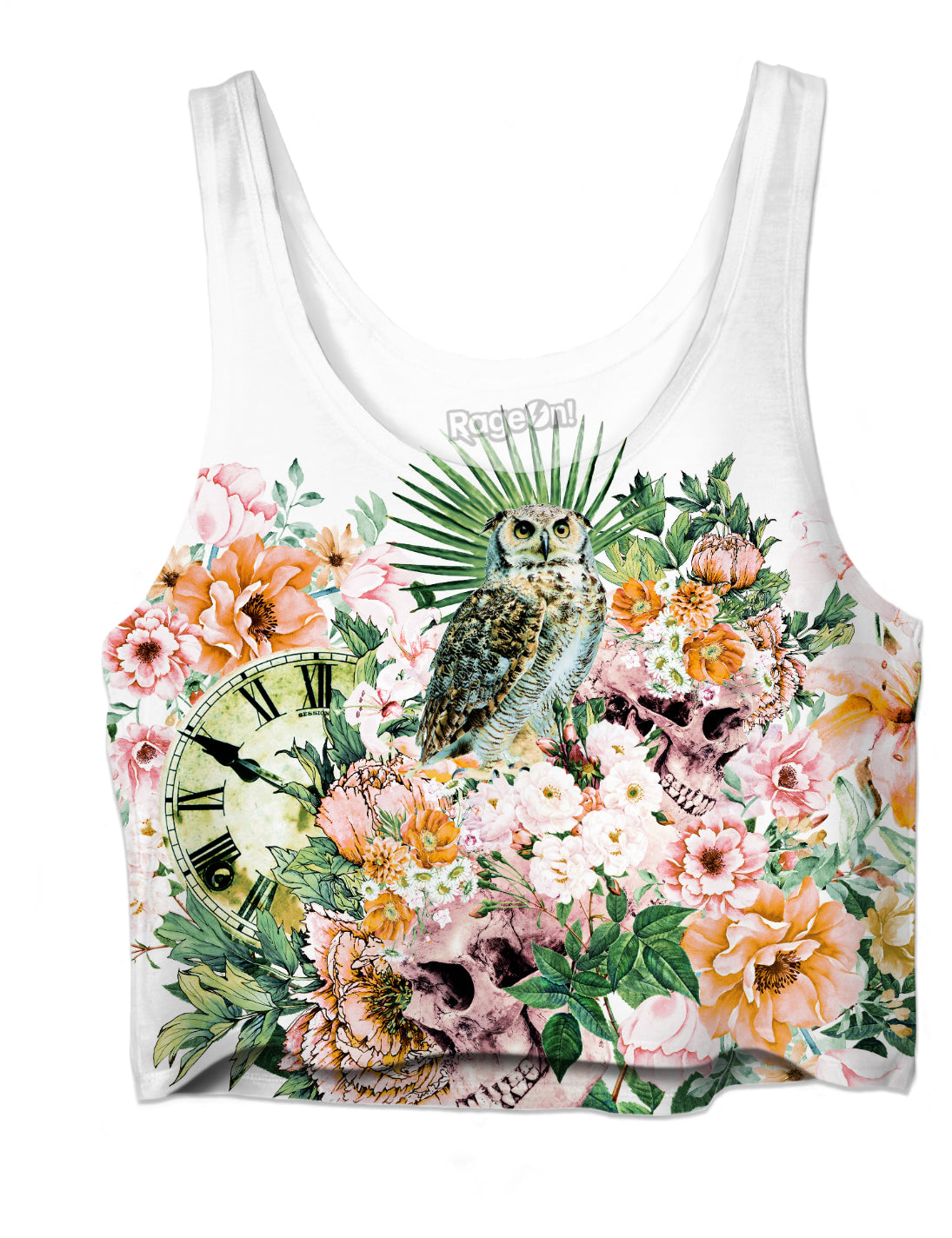 Interpretation of a dream - Owl with Skulls Crop Top