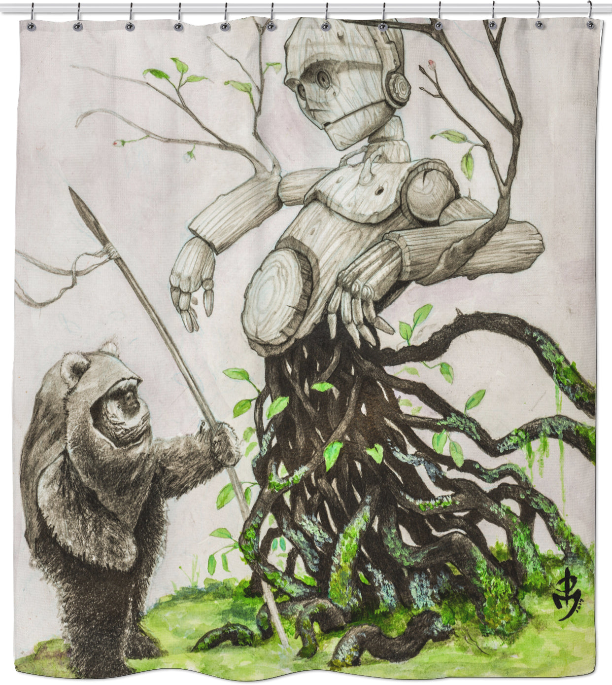 C-Tree-P O Shower Curtain