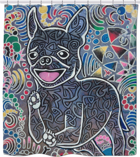 Happy Perrito Pug Puppy Shower Curtain