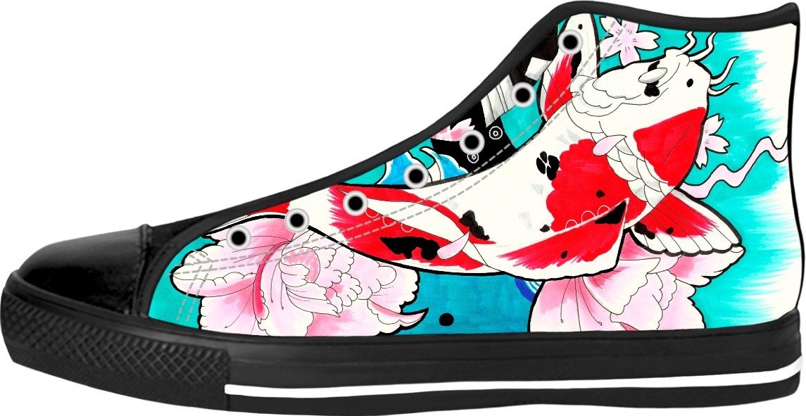 Koi Fish Black High Top Shoes