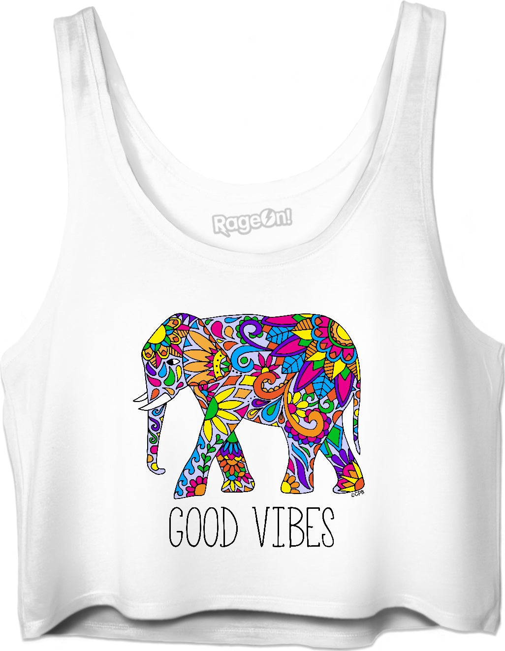Colorful Tribal Elephant Good Vibes Crop Top