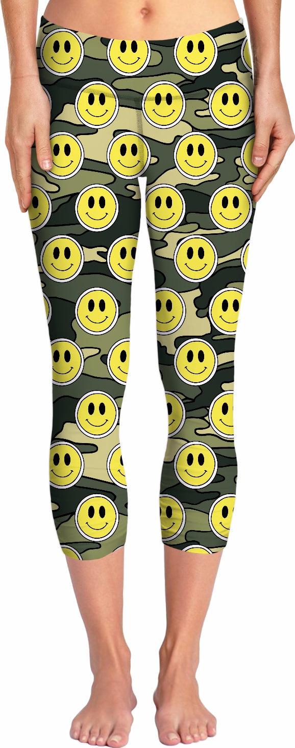 Smiley Green Camo Yoga Pants