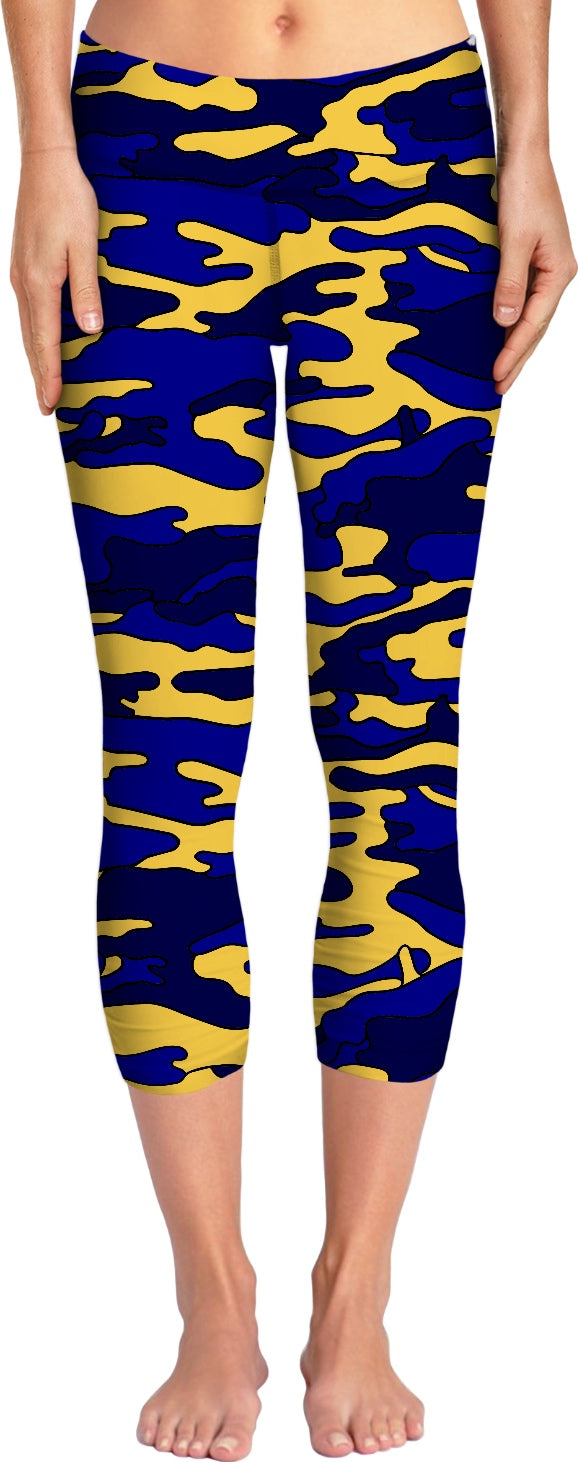 Blue & Yellow Camo Yoga Pants