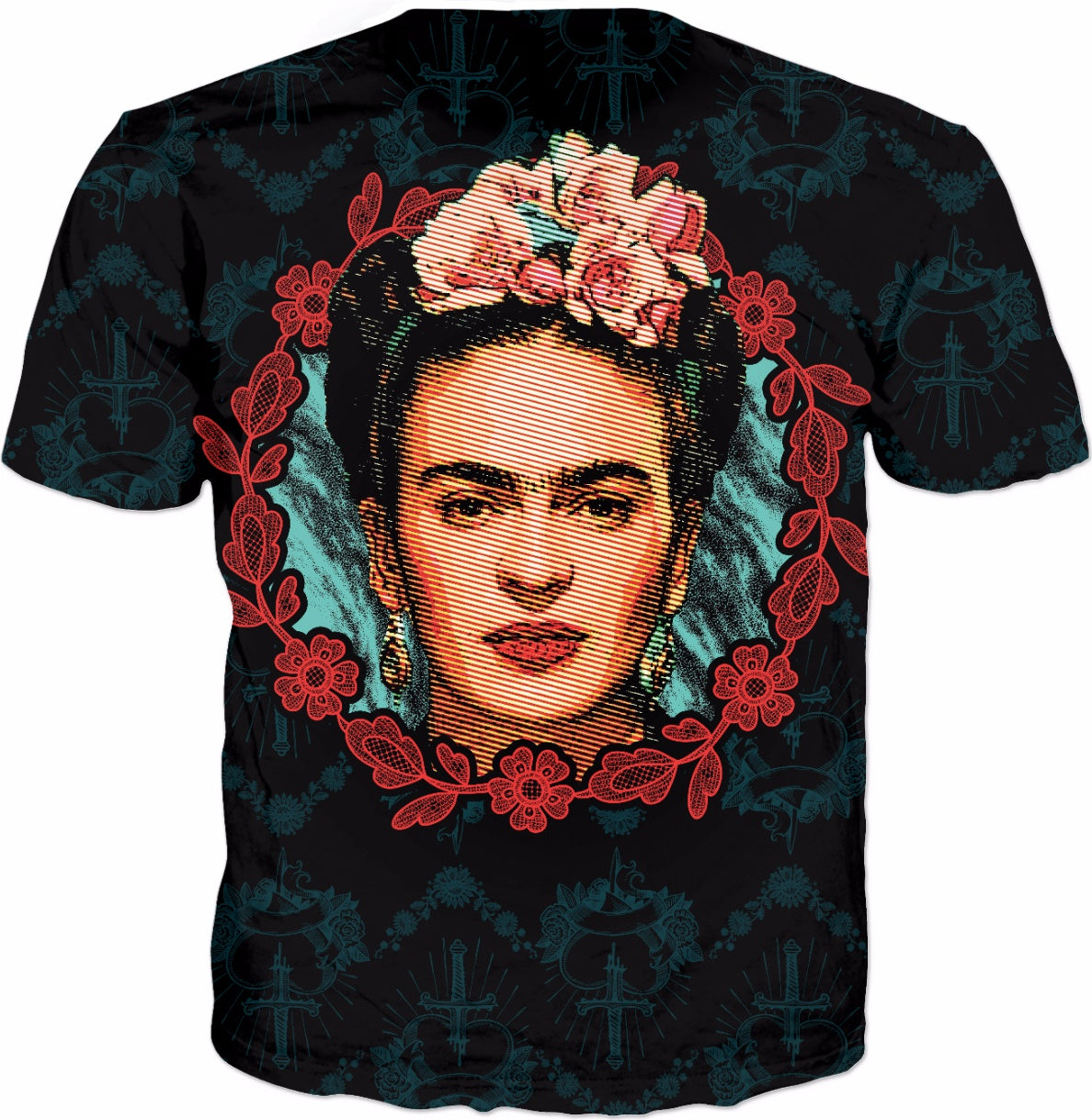 Frida Kahlo Floral Double-Sided T-Shirt