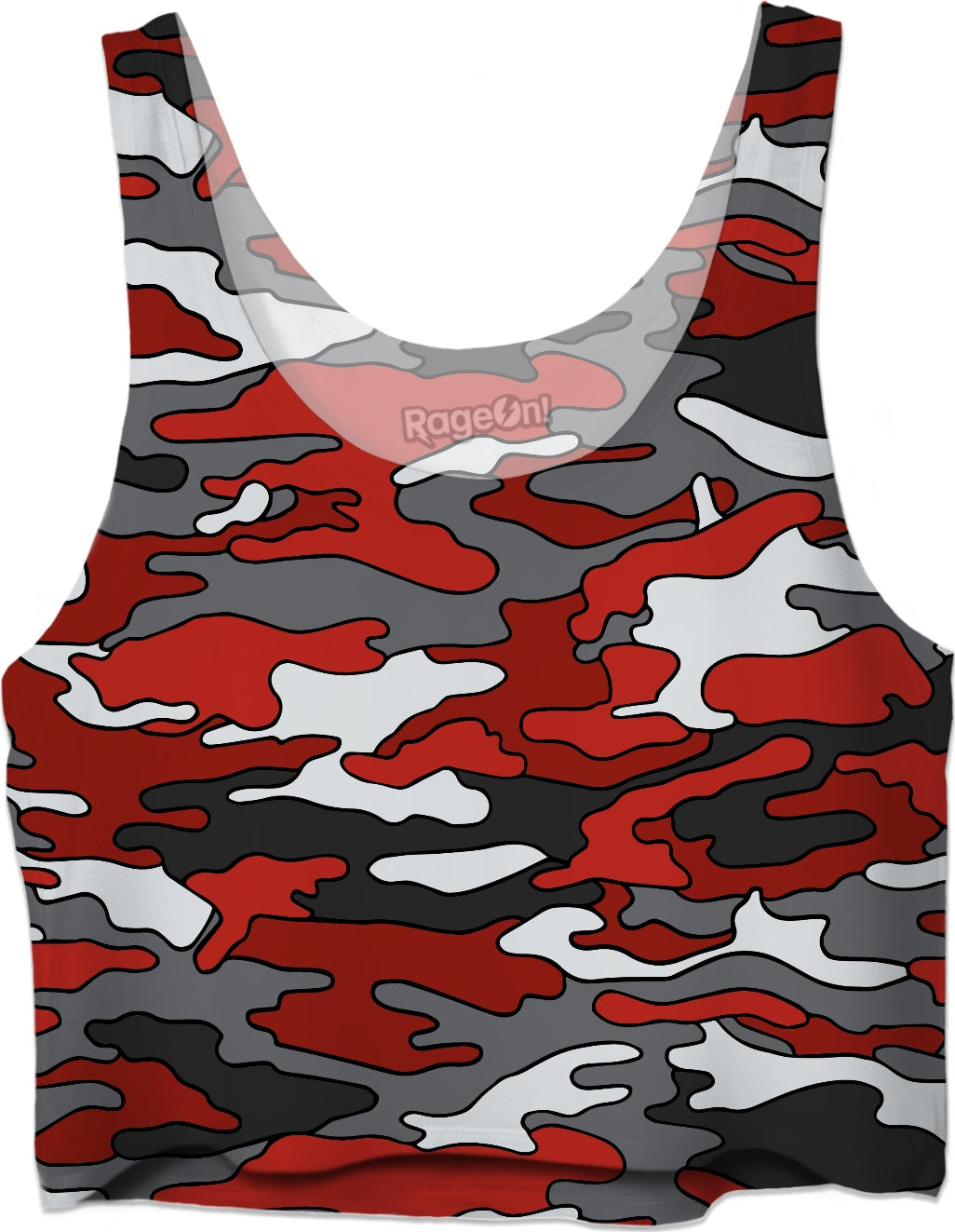 Red & Grey Camo Crop Top