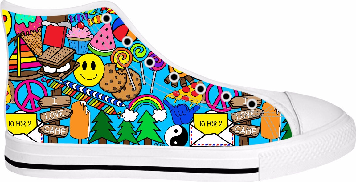 I Love Camp White High Top Shoes