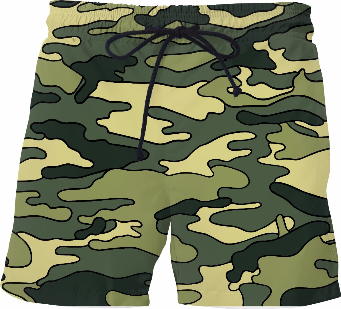 Camo Print Swim Trunks