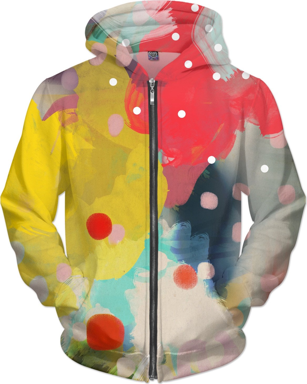 Ruth Fitta Schulz - Abstract Pink Yellow Orange White Polka Dots Hoodie