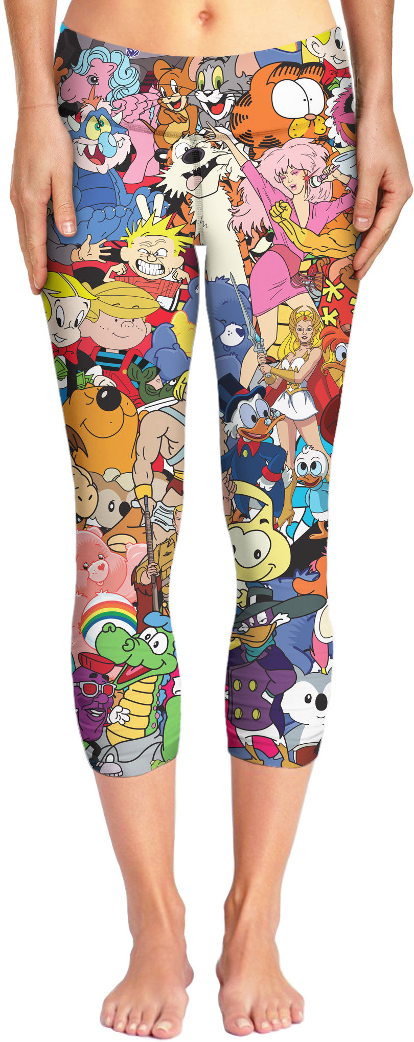80's Cartoon Collage Capri Yoga Pants
