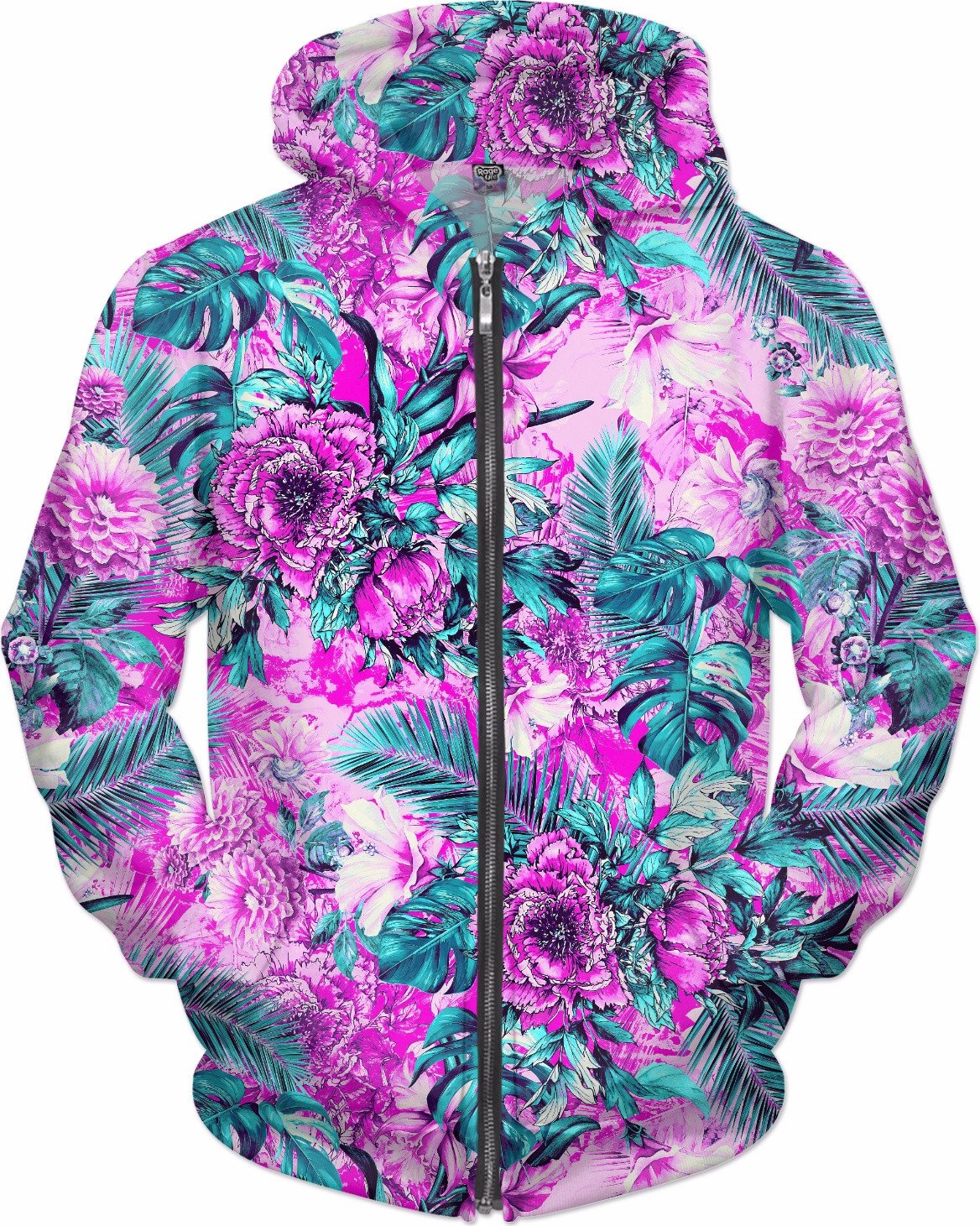 Tropical Garden Pink Hoodie