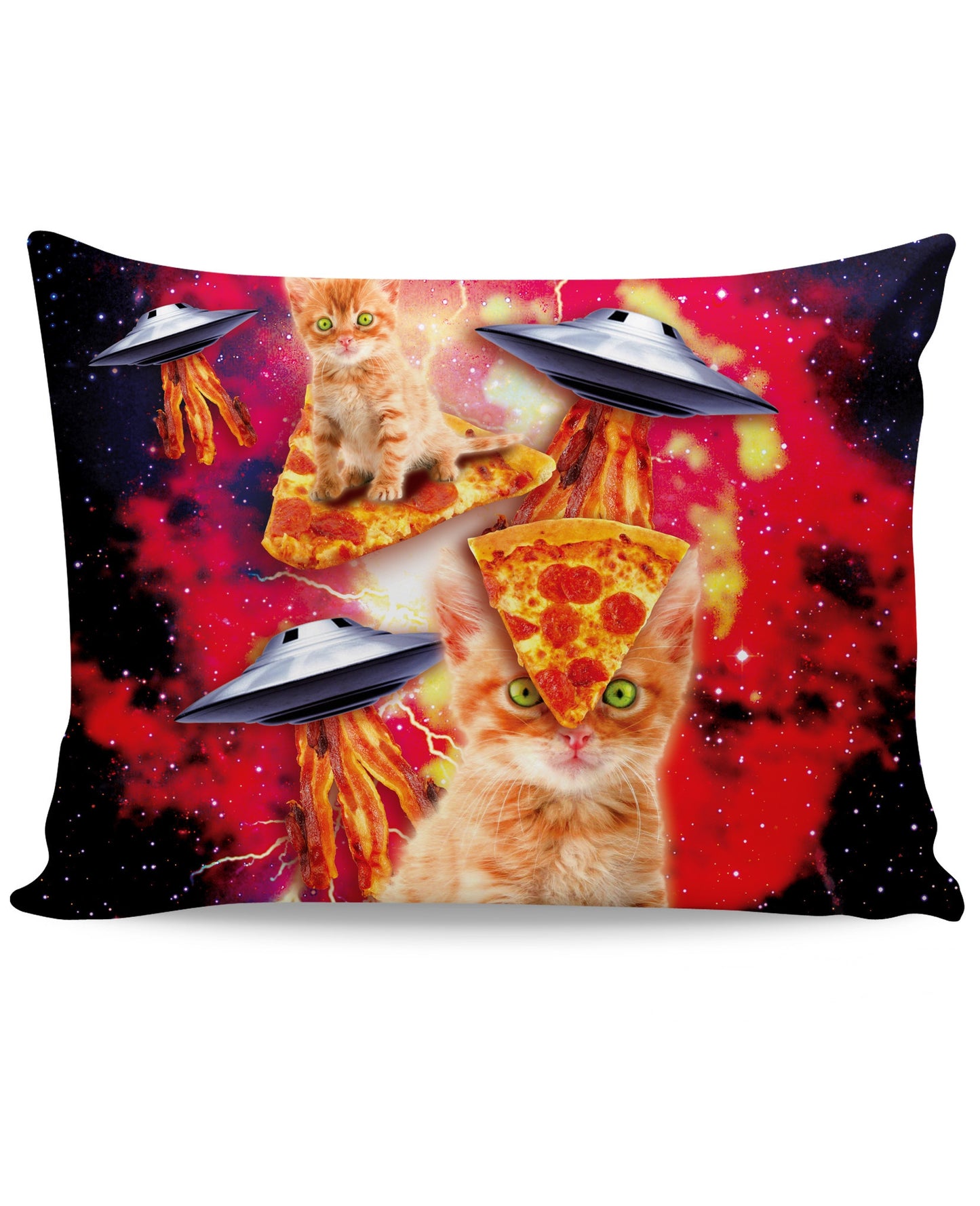 Bacon Pizza Space Cat Pillow Case