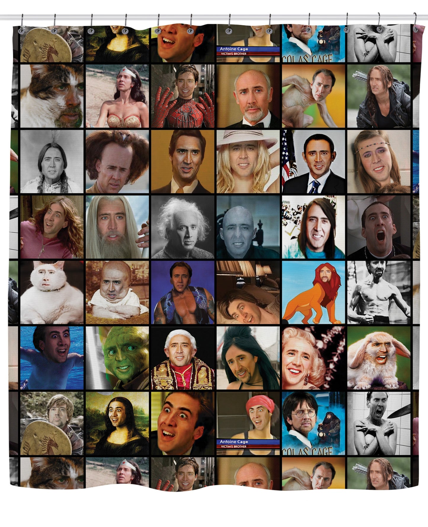 Nicolas Cage Rage Faces Shower Curtain