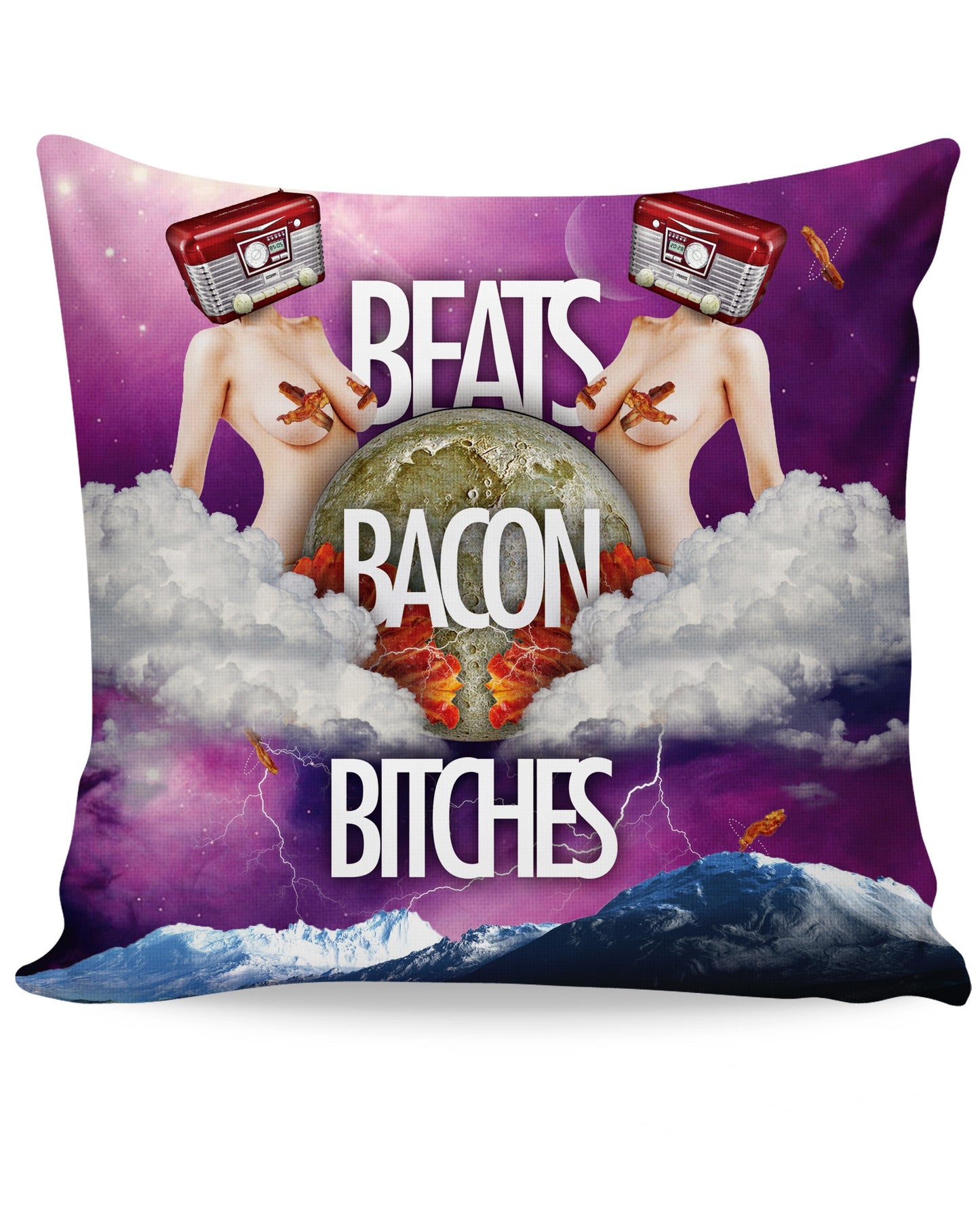 Beats Bacon Bitches Couch Pillow
