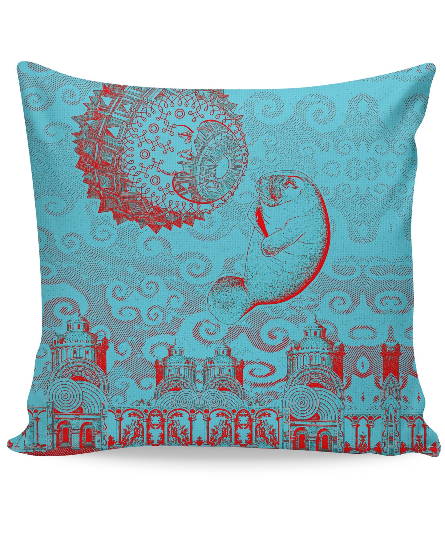 Moon and Manatee Couch Pillow