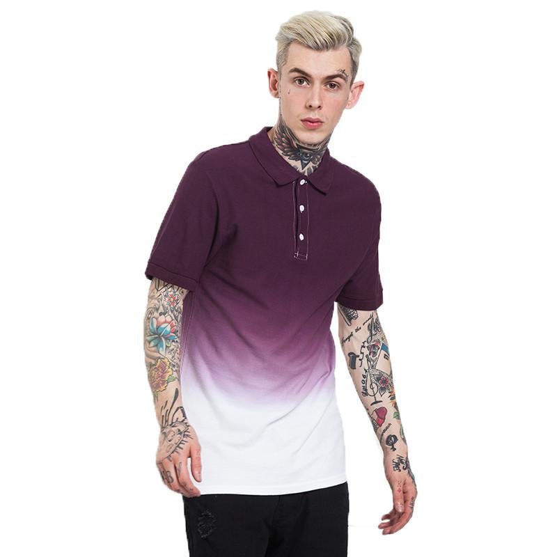 Gradient Turn-Down Collar T-Shirt