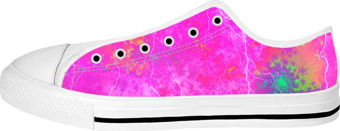 Blue And Pink Prophecy White Low Top Shoes