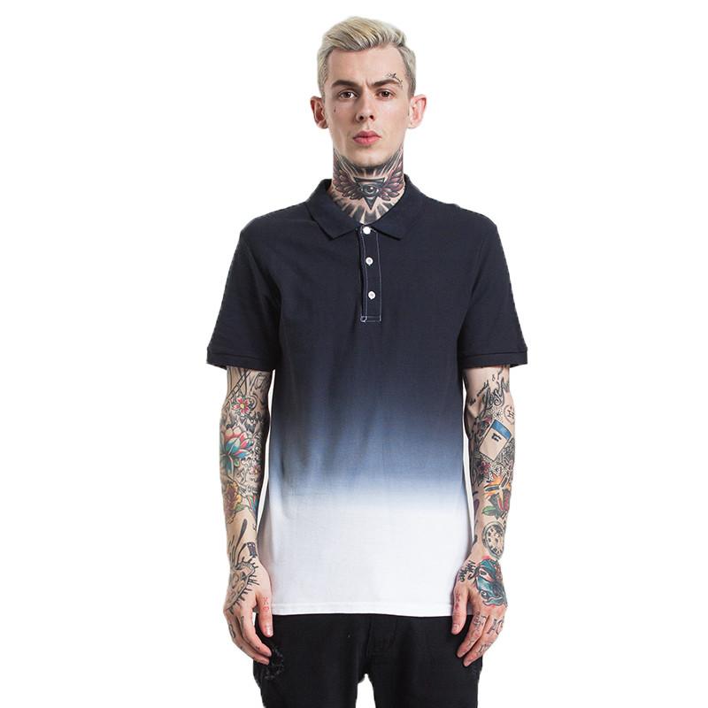 Gradient Turn-Down Collar T-Shirt