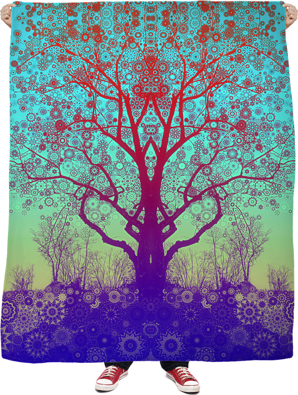 Red Star Trip Tree Fleece Blanket