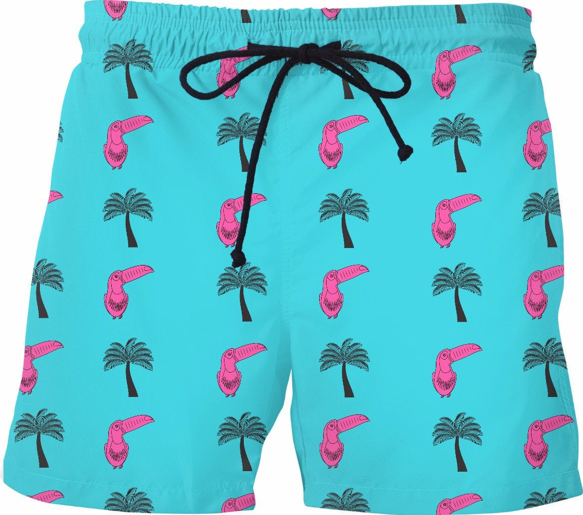 Toucan Palm Tree Swim Trunks