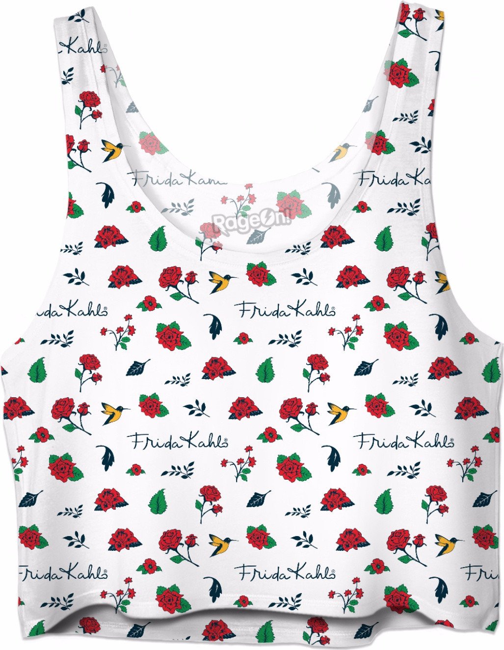 Frida Kahlo Birds & Roses Pattern Crop Top