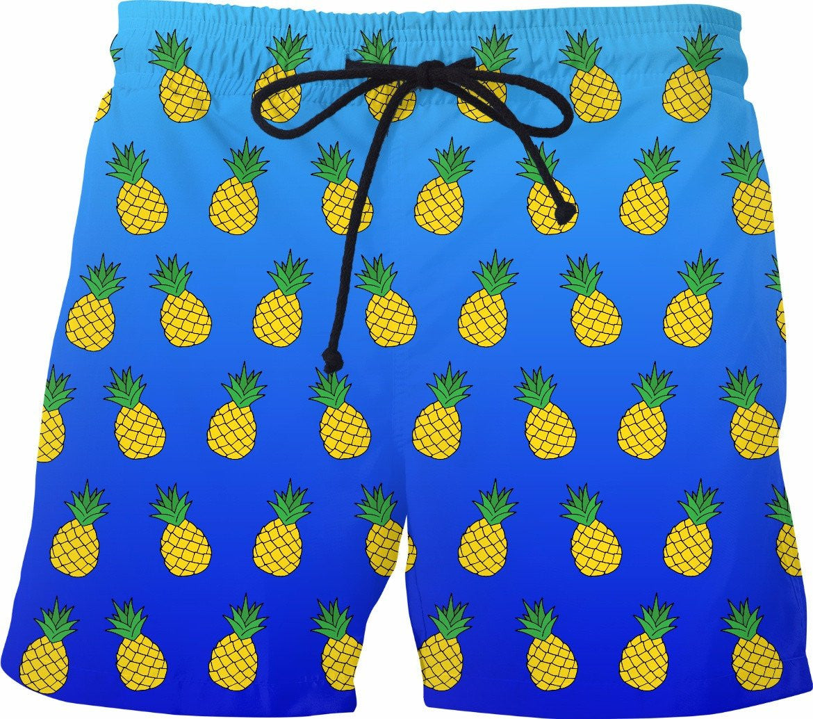 Pineapple Blue Ombre Swim Shorts