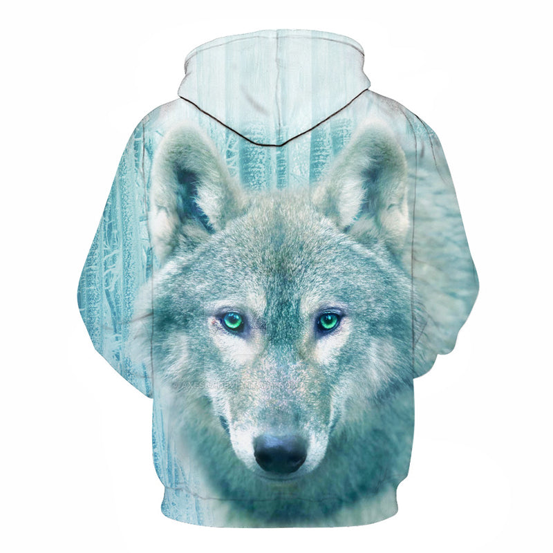Blue 3D Wolf Hoodie