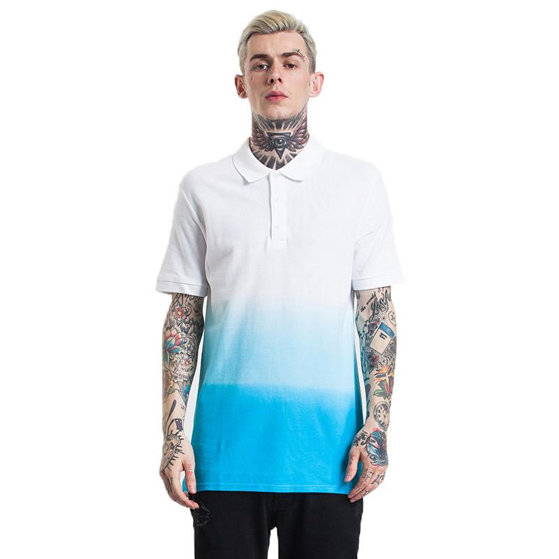 Gradient Turn-Down Collar T-Shirt