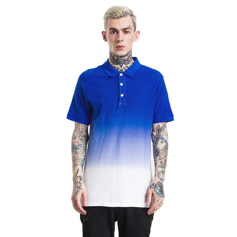 Gradient Turn-Down Collar T-Shirt