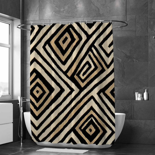 African Print Inspired Geometric Boho Shower Curtain