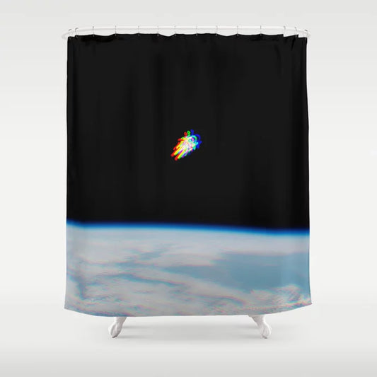 Neon Astronaut Outer Space Shower Curtain