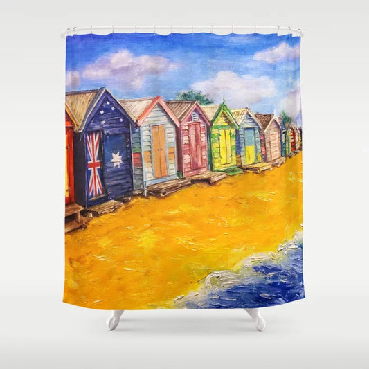 Sunny Beach Houses Shower Curtain
