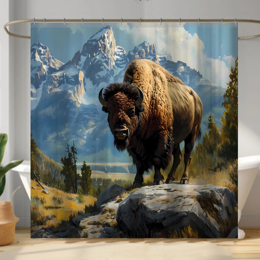 Bison Outdoorsy American Buffalo Shower Curtain