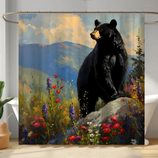 Smoky Mountains Black Bear Shower Curtain