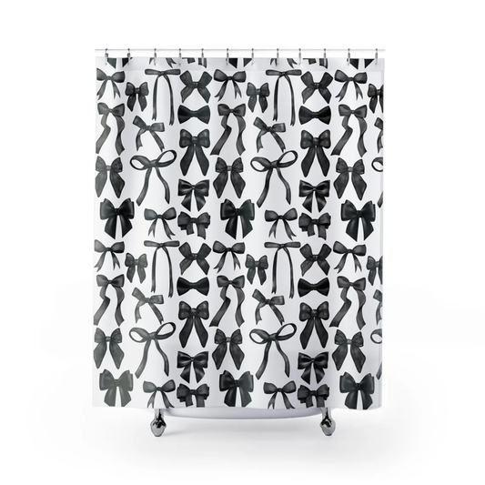 Black Coquette Bow Shower Curtain