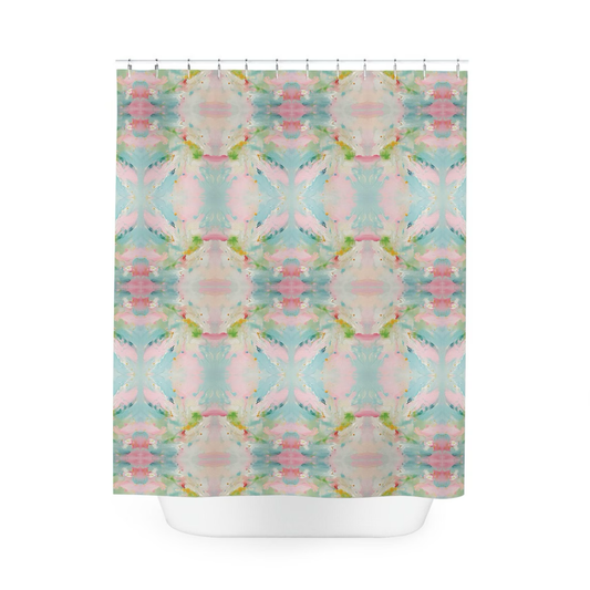 Blue, Green & Pink Butterfly Art Shower Curtain