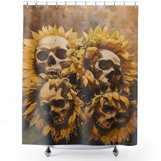 Bohemian Skull Gothic Floral Shower Curtain