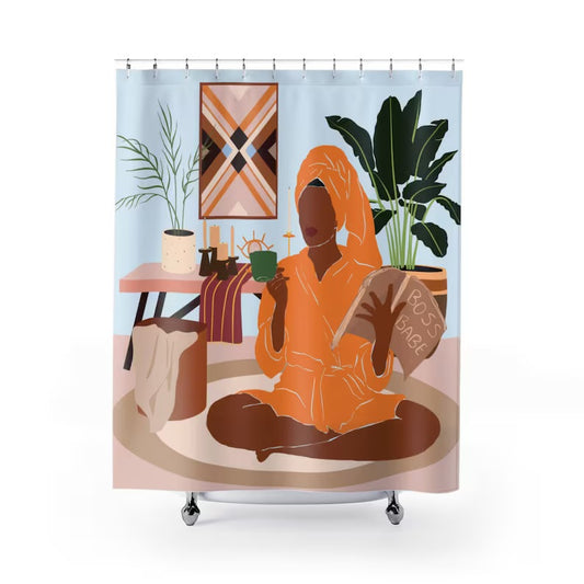 African Art Black Women Boss Babe Abstract Boho Shower Curtain