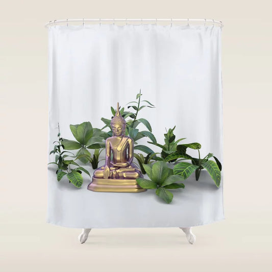 Buddha in the Garden Shower Curtain