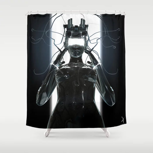 Future CYBERCRIME Robot Shower Curtain
