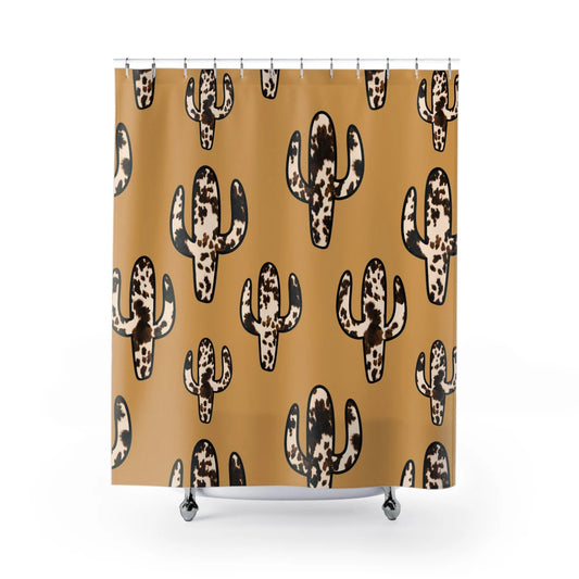 Cactus Cow Hide Western Farmhouse Decor Shower Curtain