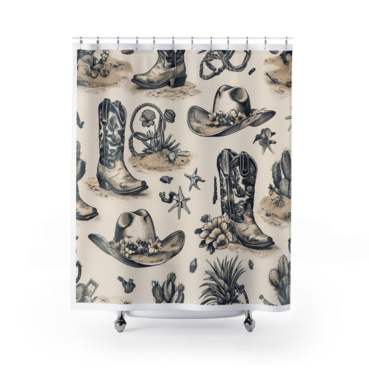 Coastal Cowgirl Western Beach Bathroom Shower Curtain