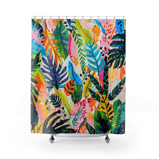 Colorful Botanical Bright Floral Shower Curtain