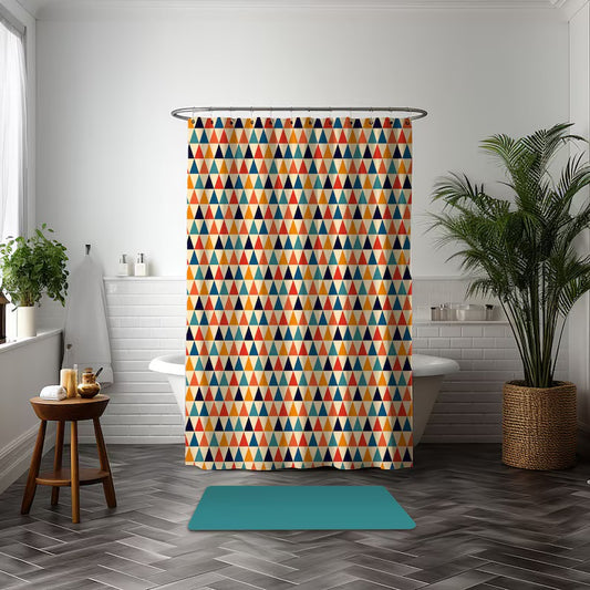 Colorful Triangle Pattern Geometrical Shapes Shower Curtain