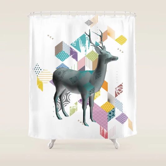 Colorful Deer 3D Country Shower Curtain
